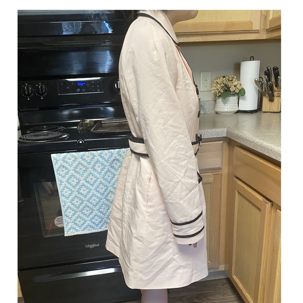 ELLE Size 12 Pastel Pink Black Edge Dress Jacket Spring Coat Duster Vintage 1950 - Picture 5 of 6